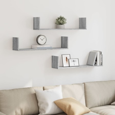 Wandregal 3er Set aus Sonoma-Grau Holzwerkstoff 80x18x18cm von , Regale und Regale - Ref: Foro24-853295, Preis: 27,31 €, Raba...