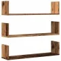 Set of 3 wall shelves made of aged engineered wood, measuring 80x18x18cm. by , Shelves and shelves - Ref: Foro24-853297, Pric...