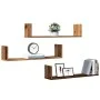 Set of 3 wall shelves made of aged engineered wood, measuring 80x18x18cm. by , Shelves and shelves - Ref: Foro24-853297, Pric...