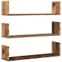 Set of 3 wall shelves made of aged engineered wood, measuring 80x18x18cm. by , Shelves and shelves - Ref: Foro24-853297, Pric...