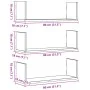Set of 3 wall shelves made of aged engineered wood, measuring 80x18x18cm. by , Shelves and shelves - Ref: Foro24-853297, Pric...