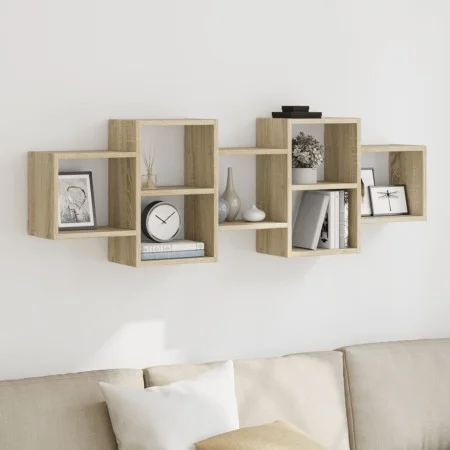 Wandregal aus Sonoma-Eichenfurnier 129x18x42 cm von , Regale und Regale - Ref: Foro24-853220, Preis: 54,34 €, Rabatt: %