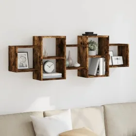 Estante de pared madera ingeniería roble ahumado 129x18x42 cm de , Estantes y estanterías - Ref: Foro24-853222, Precio: 51,96...
