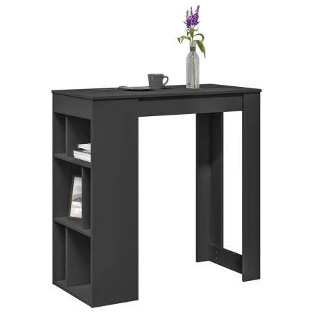 Mesa bar con estantes madera ingeniería negro 102x50x103,5 cm by , Kitchen and dining tables - Ref: Foro24-854356, Price: 91,...