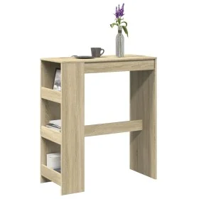 Mesa alta bar con estantes madera roble Sonoma 90x40x103,5 cm by , Kitchen and dining tables - Ref: Foro24-854375, Price: 75,...