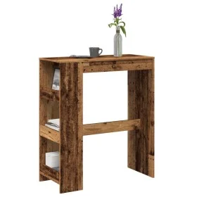 Mesa alta con estantes madera envejecida 90x40x103,5 cm de , Mesas de cocina y de comedor - Ref: Foro24-854380, Precio: 75,18...