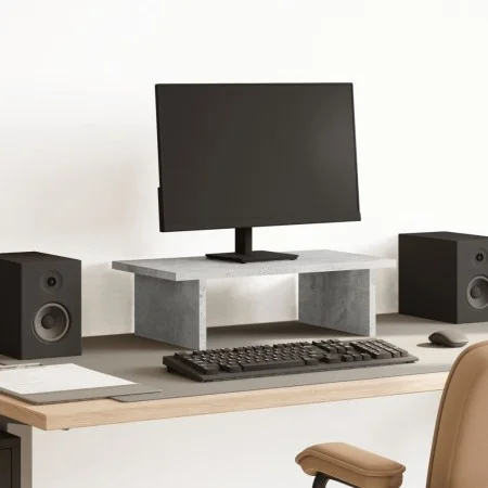 Soporte de pantalla madera ingeniería gris hormigón 50x27x15 cm by , Computer bases and risers - Ref: Foro24-854700, Price: 1...