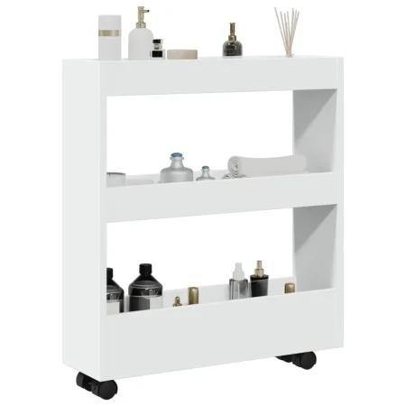 Carro de almacenaje estrecho 3 niveles madera ingeniería blanco by , Kitchen and dining carts - Ref: Foro24-855241, Price: 52...