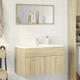 Armario para lavabo contrachapada color roble 80x38,5x46 cm by , Bathroom furniture - Ref: Foro24-856209, Price: 44,00 €, Dis...