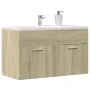 Armario para lavabo contrachapada color roble 80x38,5x46 cm de , Muebles de baño - Ref: Foro24-856209, Precio: 43,94 €, Descu...
