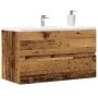 Mueble de lavabo madera ingeniería envejecida 90x38,5x45 cm by , Bathroom furniture - Ref: Foro24-856249, Price: 61,59 €, Dis...
