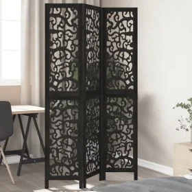 Biombo separador de 3 paneles madera maciza Paulownia negro by , Room dividers - Ref: Foro24-358751, Price: 90,52 €, Discount: %