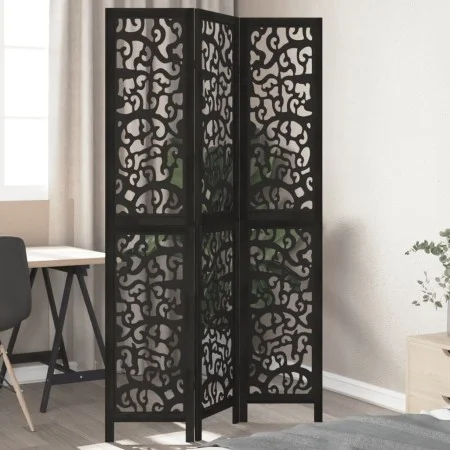 Biombo separador de 3 paneles madera maciza Paulownia negro by , Room dividers - Ref: Foro24-358751, Price: 90,52 €, Discount: %