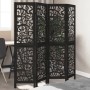 Biombo separador de 4 paneles madera maciza Paulownia negro by , Room dividers - Ref: Foro24-358753, Price: 99,28 €, Discount: %
