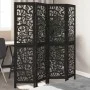 Biombo separador de 4 paneles madera maciza Paulownia negro by , Room dividers - Ref: Foro24-358753, Price: 99,28 €, Discount: %