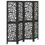 Biombo separador de 4 paneles madera maciza Paulownia negro by , Room dividers - Ref: Foro24-358753, Price: 99,28 €, Discount: %