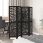 Biombo separador de 4 paneles madera maciza Paulownia negro by , Room dividers - Ref: Foro24-358753, Price: 99,28 €, Discount: %