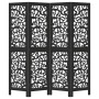 Biombo separador de 4 paneles madera maciza Paulownia negro by , Room dividers - Ref: Foro24-358753, Price: 99,28 €, Discount: %