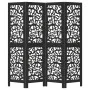 Biombo separador de 4 paneles madera maciza Paulownia negro by , Room dividers - Ref: Foro24-358753, Price: 99,28 €, Discount: %