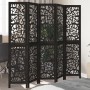 Biombo separador de 5 paneles madera maciza Paulownia negro by , Room dividers - Ref: Foro24-358758, Price: 140,70 €, Discoun...