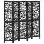Biombo separador de 5 paneles madera maciza Paulownia negro by , Room dividers - Ref: Foro24-358758, Price: 138,04 €, Discoun...