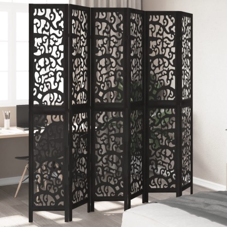 Biombo separador de 6 paneles madera maciza Paulownia negro by , Room dividers - Ref: Foro24-358764, Price: 196,32 €, Discoun...