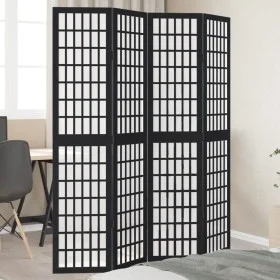 Biombo separador de 4 paneles madera maciza Paulownia negro by , Room dividers - Ref: Foro24-358770, Price: 98,22 €, Discount: %