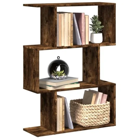 Librería divisora 3 niveles madera roble ahumado 70x24x97 cm by , Bookcases and shelves - Ref: Foro24-858115, Price: 50,57 €,...