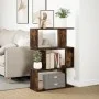 Librería divisora 3 niveles madera roble ahumado 70x24x97 cm by , Bookcases and shelves - Ref: Foro24-858115, Price: 50,57 €,...