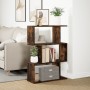 Librería divisora 3 niveles madera roble ahumado 70x24x97 cm by , Bookcases and shelves - Ref: Foro24-858115, Price: 51,51 €,...