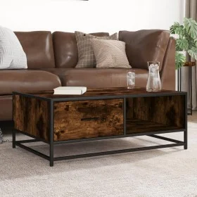 Mesa de centro madera ingeniería metal roble humo 90x57x35 cm by , Coffee table - Ref: Foro24-848756, Price: 67,03 €, Discoun...