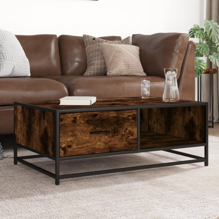 Mesa de centro madera ingeniería metal roble humo 90x57x35 cm by , Coffee table - Ref: Foro24-848756, Price: 67,87 €, Discoun...