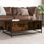 Mesa de centro madera ingeniería metal roble humo 90x57x35 cm de , Mesas de centro - Ref: Foro24-848756, Precio: 67,03 €, Des...