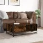 Mesa de centro madera ingeniería metal roble humo 90x57x35 cm de , Mesas de centro - Ref: Foro24-848756, Precio: 67,03 €, Des...