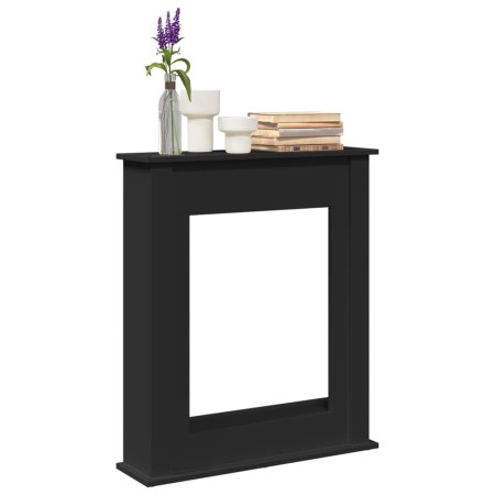 Borde de chimenea madera de ingeniería negro 75x20x87,5 cm by , Accessories for wood ovens and fireplaces - Ref: Foro24-85458...