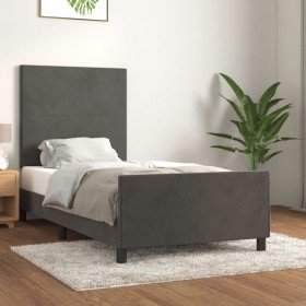 Estructura de cama sin colchón terciopelo gris oscuro 100x200cm Estructura de cama sin colchón terciopelo gris oscuro 100x200cm