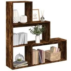 Librería divisora 3 niveles madera roble ahumado 123x29x123 cm by , Bookcases and shelves - Ref: Foro24-857989, Price: 69,08 ...
