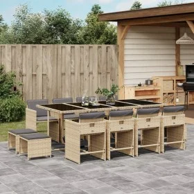 Garden dining set with 13-piece synthetic rattan beige cushions. by , Garden sets - Ref: Foro24-3211164, Price: 762,76 €, Dis...
