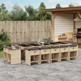 Garden dining set with 15-piece synthetic rattan beige cushions. by , Garden sets - Ref: Foro24-3211236, Price: 959,88 €, Dis...