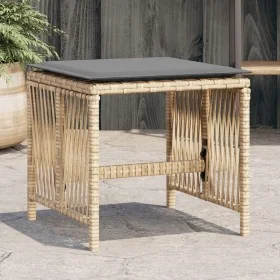 Garden stools with 4 beige PE rattan blend cushions 41x41x36cm by , Outdoor ottomans - Ref: Foro24-365061, Price: 95,17 €, Di...