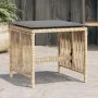 Gartenhocker mit 4 Stück Kissen aus PE-Rattan in Beige-Mix, 41x41x36cm. von , Hocker für den Außenbereich - Ref: Foro24-36506...