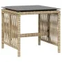 Gartenhocker mit 4 Stück Kissen aus PE-Rattan in Beige-Mix, 41x41x36cm. von , Hocker für den Außenbereich - Ref: Foro24-36506...