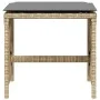Gartenhocker mit 4 Stück Kissen aus PE-Rattan in Beige-Mix, 41x41x36cm. von , Hocker für den Außenbereich - Ref: Foro24-36506...