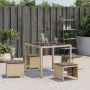 Gartenhocker mit 4 Stück Kissen aus PE-Rattan in Beige-Mix, 41x41x36cm. von , Hocker für den Außenbereich - Ref: Foro24-36505...