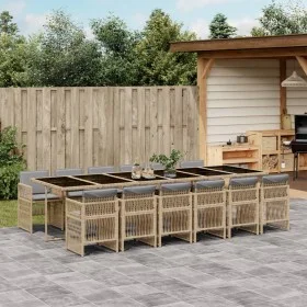 Garden dining set with 13-piece synthetic rattan beige cushions. by , Garden sets - Ref: Foro24-3210948, Price: 957,63 €, Dis...