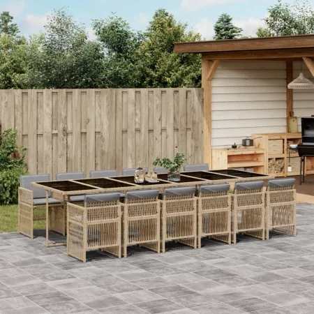 Garden dining set with 13-piece synthetic rattan beige cushions. by , Garden sets - Ref: Foro24-3210948, Price: 957,63 €, Dis...