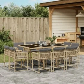 Garden dining set 11 pieces with beige synthetic rattan cushions by , Garden sets - Ref: Foro24-3211572, Price: 589,71 €, Dis...