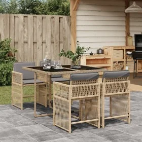 Garden dining set 5 pieces with beige synthetic rattan cushions by , Garden sets - Ref: Foro24-3211620, Price: 306,06 €, Disc...