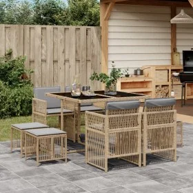 9-piece garden dining set with beige synthetic rattan cushions by , Garden sets - Ref: Foro24-3210960, Price: 398,76 €, Disco...