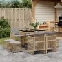 Garten-Essgruppe 9-teilig mit Kissen aus synthetischem Rattan in Beige. von , Gartensets - Ref: Foro24-3210960, Preis: 406,85...